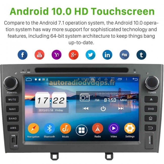Tablette tactile Android et Apple Carplay sans fil Peugeot RCZ et 308